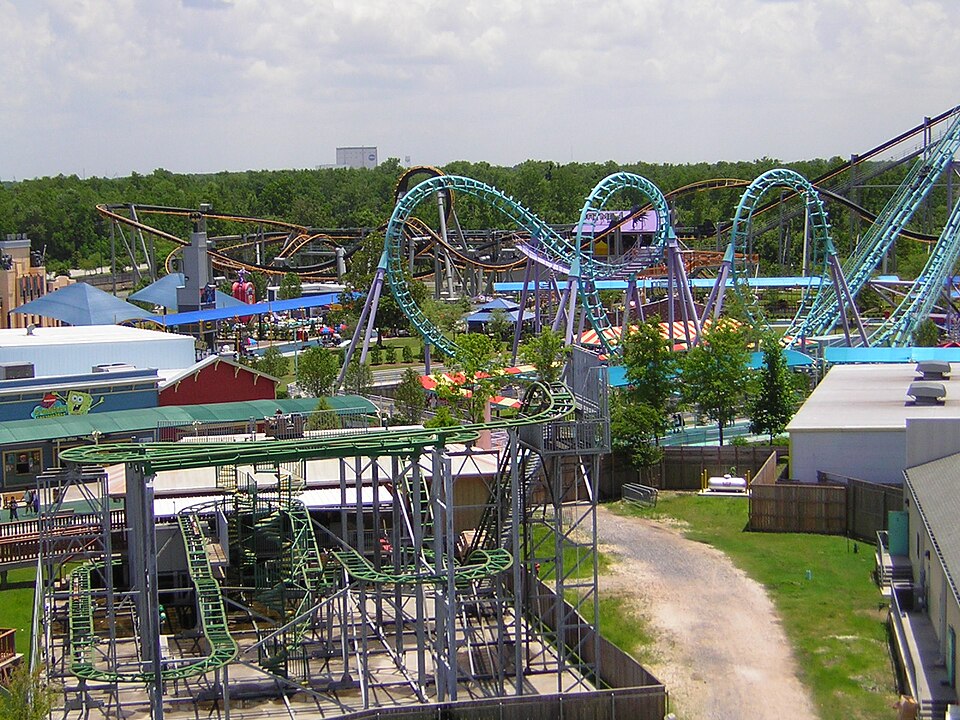 Six Flags New Orleans during its operating years, before it was abandoned